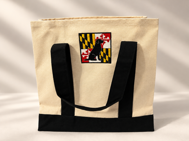 Maryland Flag, Black Lab Personalized Canvas Tote