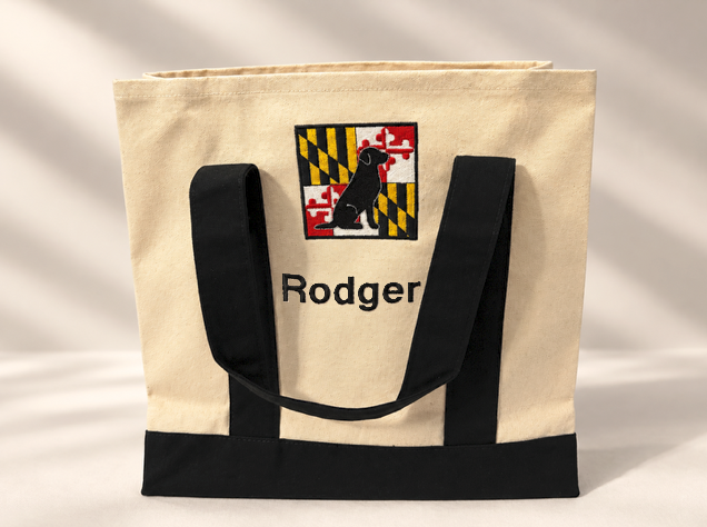 Maryland Flag, Black Lab Personalized Canvas Tote