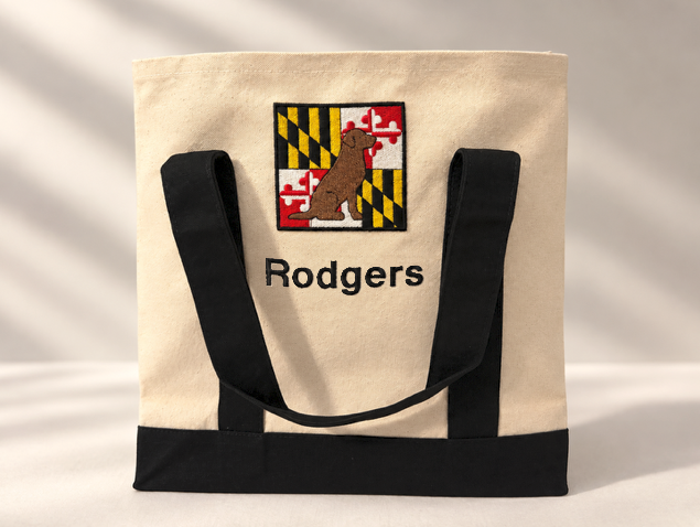 Maryland Flag, Chocolate Lab Personalized Canvas Tote