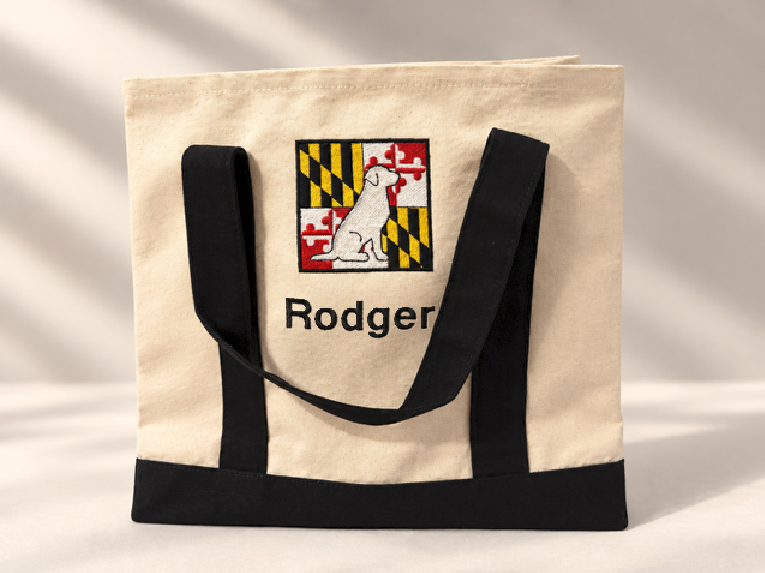 Maryland Flag, Yellow Lab Personalized Canvas Tote
